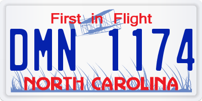 NC license plate DMN1174