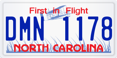 NC license plate DMN1178