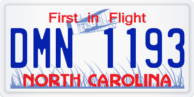 NC license plate DMN1193