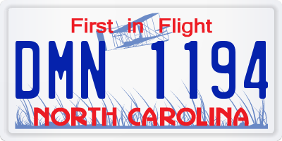 NC license plate DMN1194