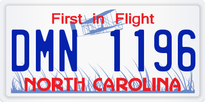 NC license plate DMN1196