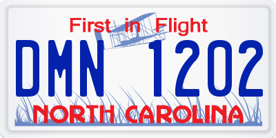 NC license plate DMN1202