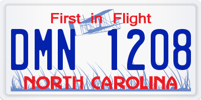 NC license plate DMN1208