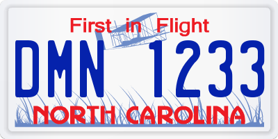 NC license plate DMN1233