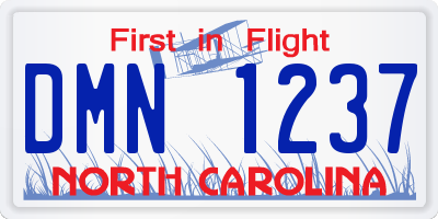 NC license plate DMN1237
