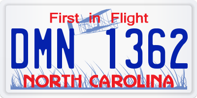 NC license plate DMN1362