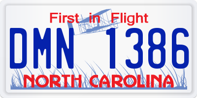 NC license plate DMN1386