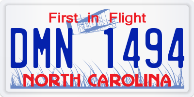 NC license plate DMN1494