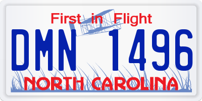 NC license plate DMN1496