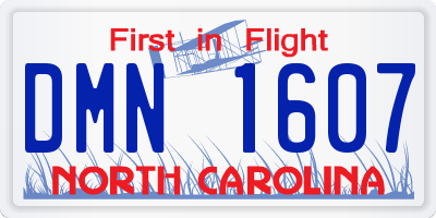 NC license plate DMN1607