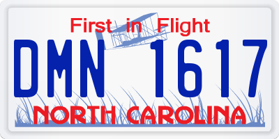 NC license plate DMN1617