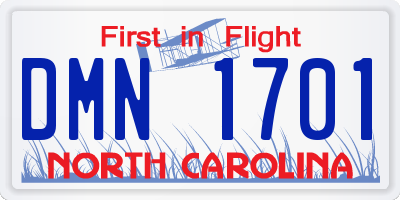 NC license plate DMN1701