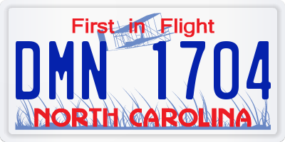 NC license plate DMN1704