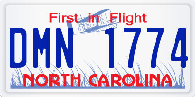 NC license plate DMN1774