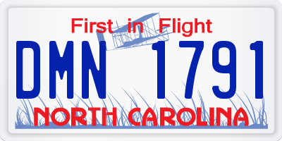 NC license plate DMN1791