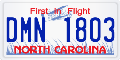 NC license plate DMN1803