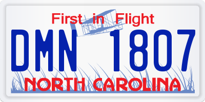 NC license plate DMN1807