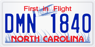 NC license plate DMN1840