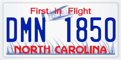 NC license plate DMN1850