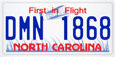 NC license plate DMN1868