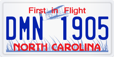 NC license plate DMN1905