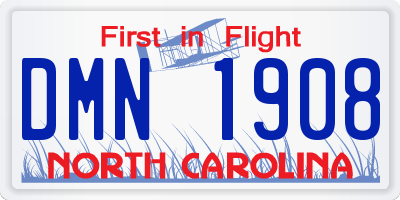 NC license plate DMN1908