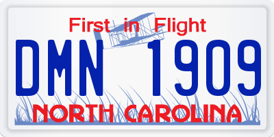 NC license plate DMN1909