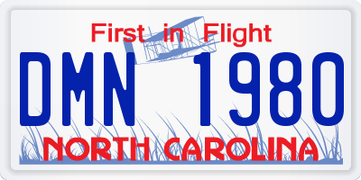 NC license plate DMN1980