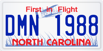 NC license plate DMN1988