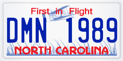 NC license plate DMN1989