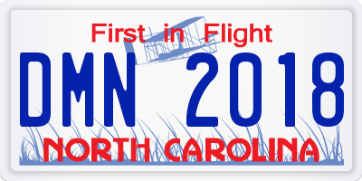 NC license plate DMN2018