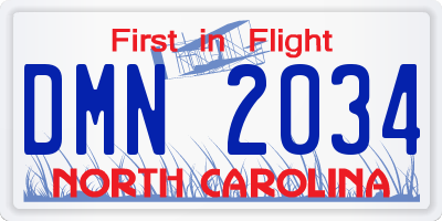 NC license plate DMN2034