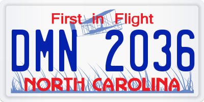 NC license plate DMN2036