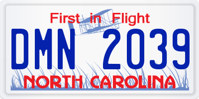 NC license plate DMN2039