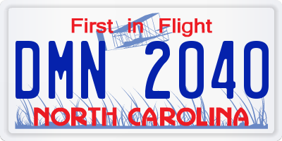 NC license plate DMN2040