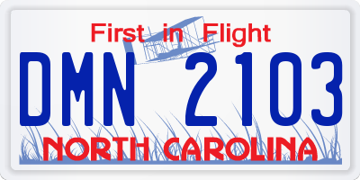 NC license plate DMN2103