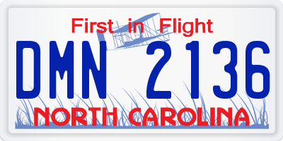 NC license plate DMN2136