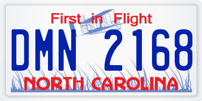 NC license plate DMN2168