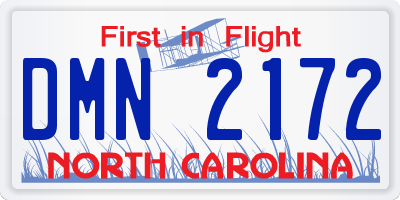 NC license plate DMN2172