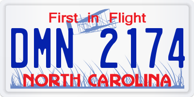 NC license plate DMN2174