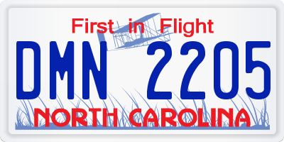 NC license plate DMN2205