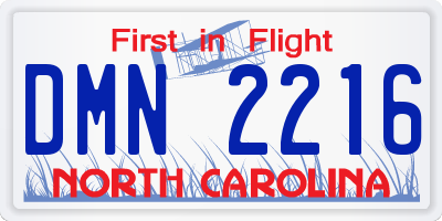 NC license plate DMN2216