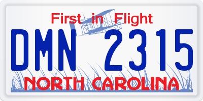 NC license plate DMN2315