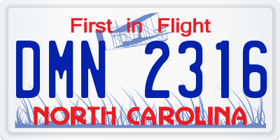 NC license plate DMN2316