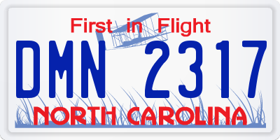 NC license plate DMN2317