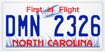 NC license plate DMN2326