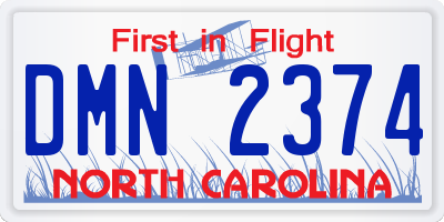 NC license plate DMN2374
