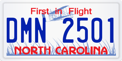 NC license plate DMN2501