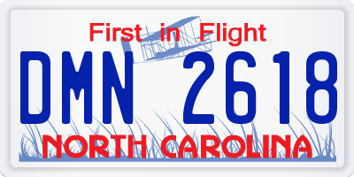 NC license plate DMN2618
