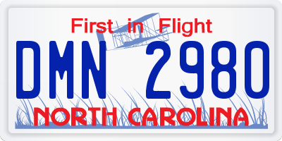 NC license plate DMN2980